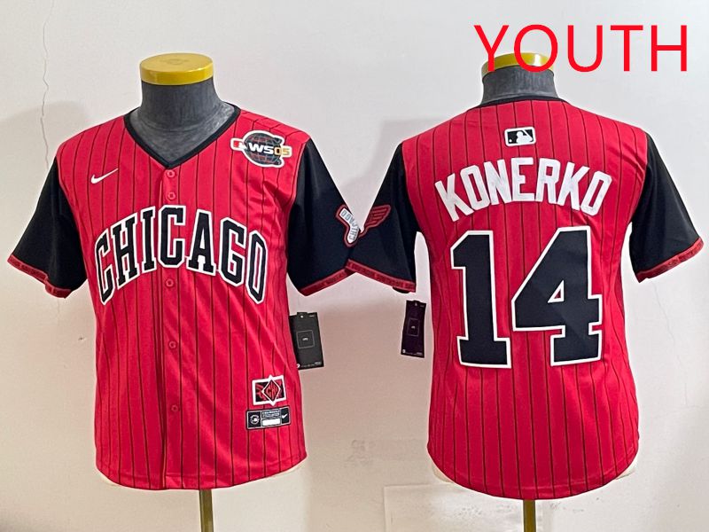 Youth 2025 Chicago White Sox 14 Konerko Red Stripe Joint Name Nike MLB Jersey style 10